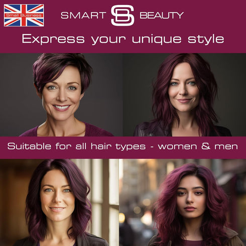 Smart Beauty Plum Hair Dye - Permanent Cream Form with Plex Anti-breakage Technology for Light to Mid-dark Brown Hair