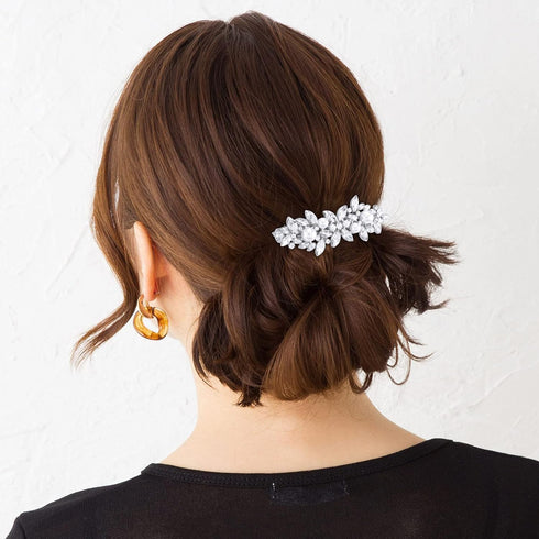 WHAVEL 2PCS Pearl Hair Barrettes, Rhinestone French Barrette Hair Clips, Decorative Hair Accessories for Women