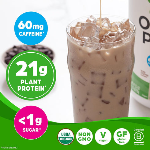 Orgain Organic Vegan Protein Powder, Iced Coffee, 21g Plant Protein, 60mg of Caffeine, Low Net Carb, No Added Sugar