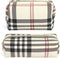MAANGE Small Makeup Bag for Purse, 2 PCS Leather Travel Pouch, Portable Zipper Makeup Brushes Bag - Khaki Plaid