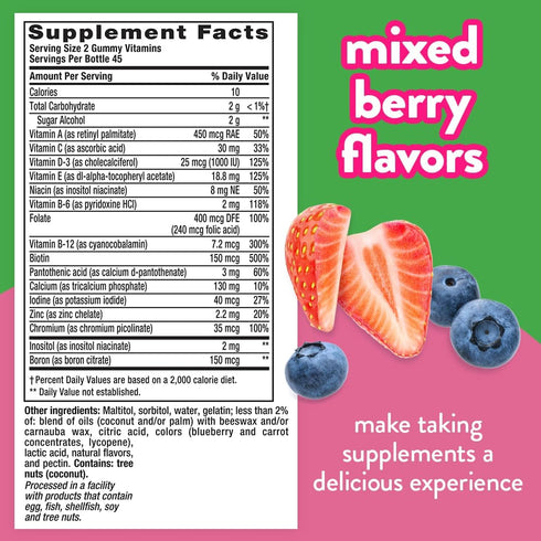Vitafusion Women’s Sugar Free Daily Multivitamin Supplement, Adult Gummy Vitamin for Energy, Bone & Immune Support*, 90 Count