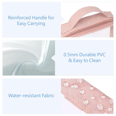 PACKISM TSA Approved Toiletry Bag - 180° Large Opening Clear Makeup Bags with Handle, Rose Pink