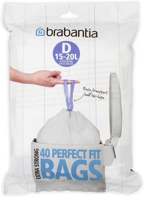 Brabantia 362187 Trash Bags Dispenser, 40-5.3 Gallon, White