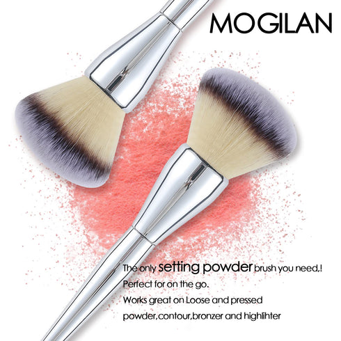 Powder Brush MOGILAN, Large Powder Foundation Brush for Pressed Powder, Premium Fluffy Synthetic Kabuki Makeup Brush