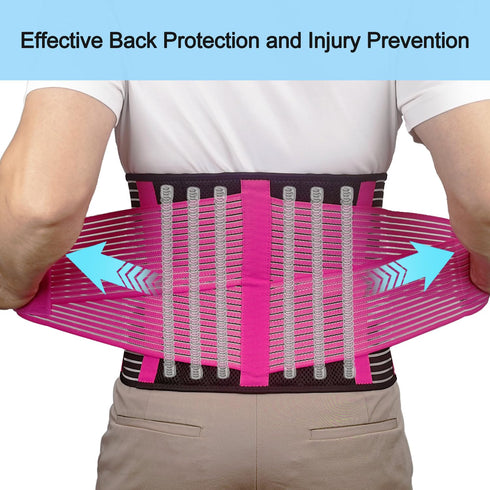 Back Support Brace Belt for Men & Women, Breathable Lumbar Support for Lower Back Pain & Sciatica Relief, Pink-M