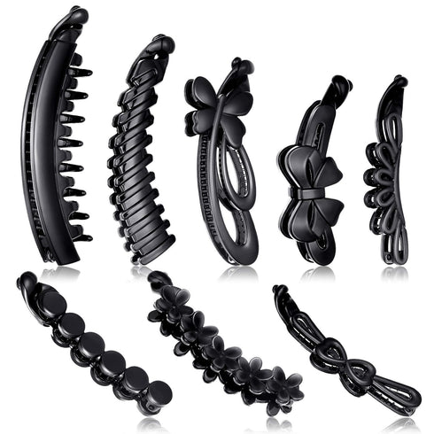 WILLBOND 8 Pieces Banana Clip Hair Clincher, Classic Ponytail Holder Maker Clips, Non Slip for Women