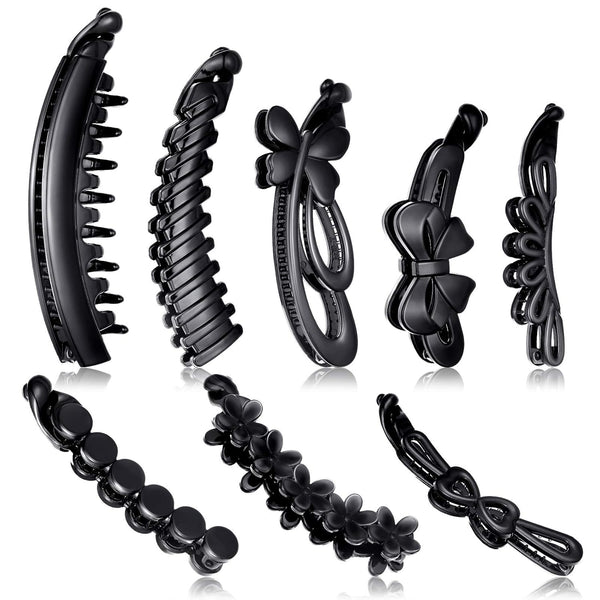 WILLBOND 8 Pieces Banana Clip Hair Clincher, Classic Ponytail Holder Maker Clips, Non Slip for Women