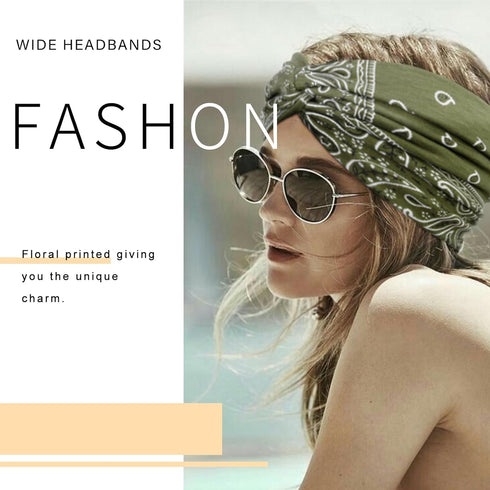 Tobeffect Wide Headbands for Women, 7'' Extra Wide Boho Headwraps, Stretchy Hair Accessories