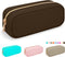 Nylon Small Makeup Bag, Slim Cosmetic Zipper Pouch, Waterproof Travel Coin Pouch for Women, Girls, Teens (Brown)