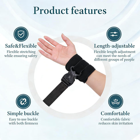 SIOILBERY 4 Pack Padded Wrist Fixation Straps, Adjustable Medical Wrist Restraint Belts with Quick Release Buckle