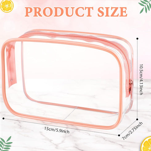 Weewooday 12 Pieces Clear Cosmetics Bag PVC Zippered Clear Toiletry Carry Pouch Portable Cosmetic Makeup Bag Waterproof Makeup Bag Vinyl Plastic Organizer Case for Vacation Bathroom(Pink,Small)
