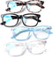 Henotin 4-Pack Blue Light Blocking Reading Glasses, Spring Hinge Computer Readers, Anti UV Ray Square Eyeglasses