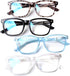 Henotin 4-Pack Blue Light Blocking Reading Glasses, Spring Hinge Computer Readers, Anti UV Ray Square Eyeglasses