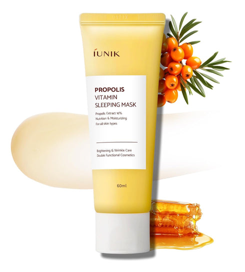 IUNIK Propolis Vitamin Glow Sleeping Mask - Night Moisturizer Cream, 2.03 Fl Oz, Overnight Moisturizing with Tea Tree