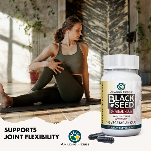 Amazing Herbs Whole Spectrum Black Seed Original Plain, 100 Count, Vegetarian Capsules, Gluten Free, Non-GMO