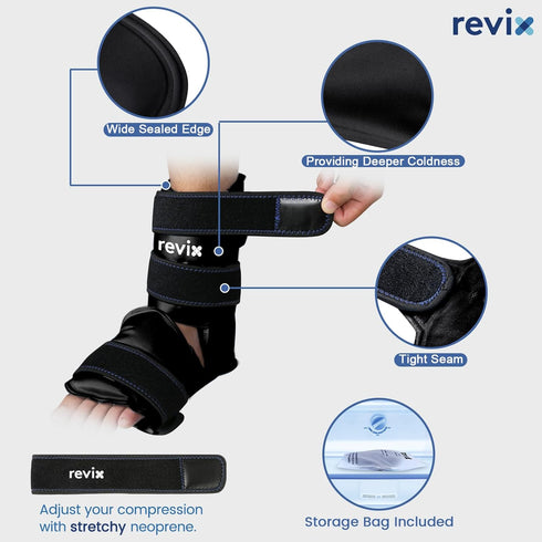 Pack Packs REVIX Ankle Ice Wrap for Foot Discomfort Soothing, Reusable Gel Ice with Cold Compression Therapy, Cold Wrap