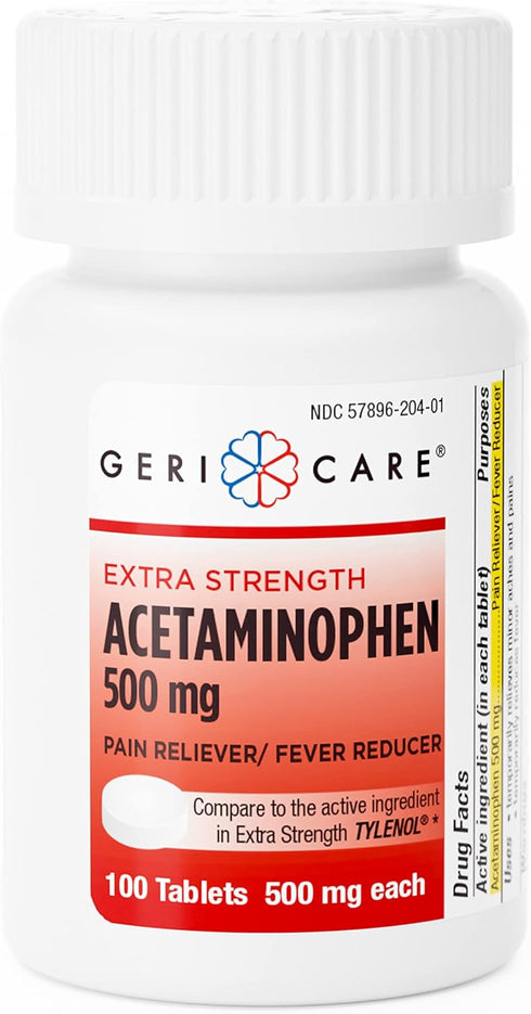 GeriCare Extra Strength Acetaminophen Pain Relief Tablets, 500mg, 100 Count