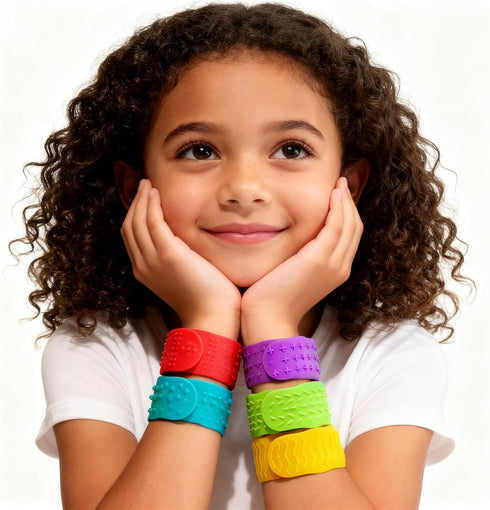 YCWKXJC 6 Pack Sensory Fidget Bracelets - ADHD Anxiety Relief Toys for Kids, Textured Silicone Slap Bracelet for Focus