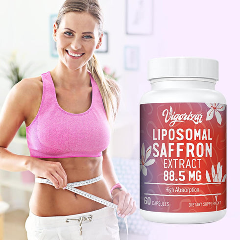 Liposomal Saffron Supplements, 100% Pure Saffron Extract 88.5 mg, 120 Veggie Capsules, Made in USA