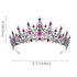SWEETV Hot Pink Rhinestone Crystal Tiara Crown for Women, Antique Silver Metal Headband for Prom Birthday