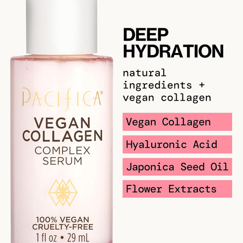 Pacifica Vegan Collagen Complex Face Serum, Anti Aging Hydrating Serum with Hyaluronic Acid for Fine Lines