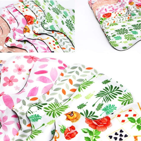 Pack 5, 1 Reusable Menstrual Pads - Bamboo Charcoal Menstrual Heavy Incontinence Pads |Sanitary Pads - of Cloth Mini