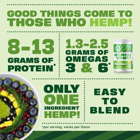 Manitoba Harvest Hemp Yeah! Organic Max Fiber Protein Powder, Unsweetened, 16oz; with 13g of Fiber, 13g Protein and 2.5g Omegas 3&6 per Serving, Keto-Friendly, Preservative Free, Non-GMO