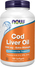 NOW Foods Cod Liver Oil, Extra Strength 1,000 mg with Vitamins A & D-3, EPA, DHA - 180 Softgels