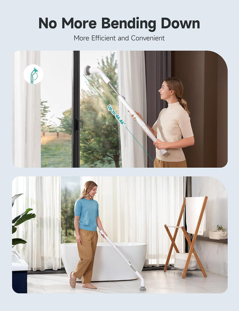 HiCOZY Electric Spin Scrubber HS1, Cordless Shower Cleaning Brush with 4 Replaceable Heads & Adjustable Handle,