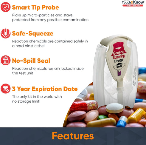 Touch&Know 30 Multi Drug Test Kit - General Screening with Instant Results - Tests for Substances - Easy to Use Home