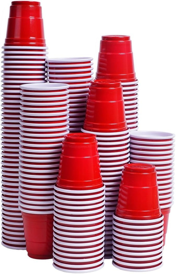TashiBox Mini Red Shot Glasses - 2.5 Ounce - 200 Count for Jager Bomb, Jello Shots, Sample Cups