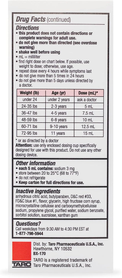 Feverall Liquid Oral Children Fever Reducer/Pain Reliever, 4 oz., Grape