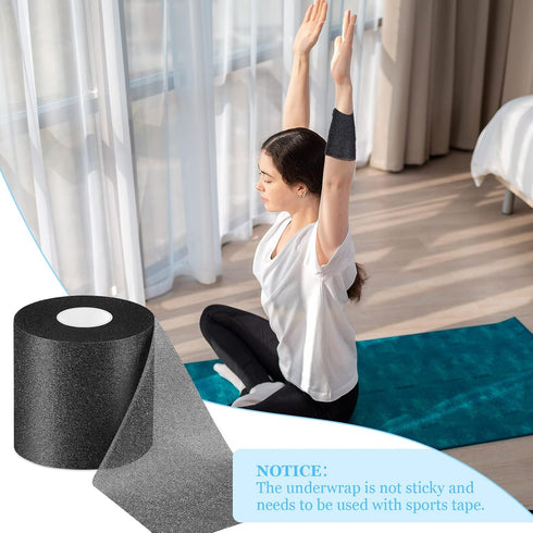 30 Yards Athletic Foam Underwrap Tape, Pre-wrap Bandage for Wrists, Elbows, Knees, Ankles, Hair, 2.76 Inches (Black)