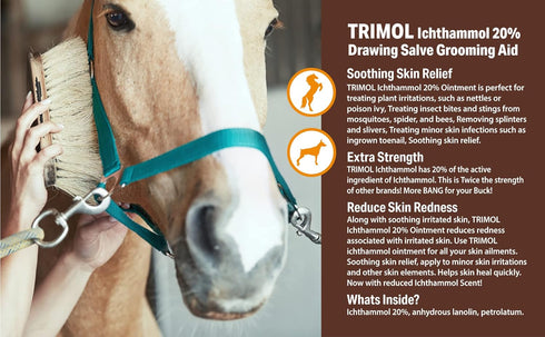 Ichthammol 20% Drawing Salve Grooming Aid, 14 oz, Soothing Skin Relief for Eczema and Psoriasis