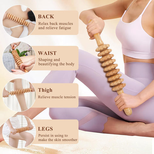 7-in-1 Wood Therapy Massage Tools - Lymphatic Drainage Massager for Muscle Pain Relief, Maderoterapia Kit for Body