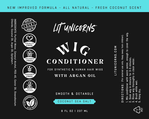 Wig Shampoo & Conditioner Set Cleaner Detangler for Synthetic and Natural Wigs, Coconut Scent