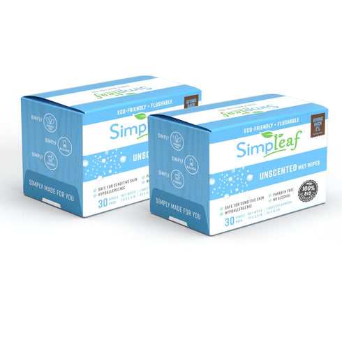 Simpleaf Flushable Unscented Single Pack Wet Wipes | Paraben & Alcohol Free