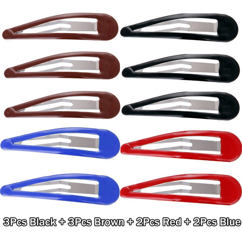 LONEEDY Pack of 10 Large Metal Stoving Varnish Hair Snap Clips, 3.5 inch Long No-slip Barrettes (Mixed Color)