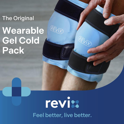 REVIX Ice Packs for Knee Injuries, Reusable Gel Ice Wraps with Cold Compression for Injury and Post-Surgery - Set of Two