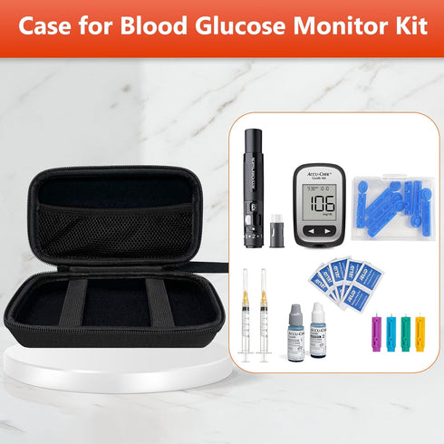 Diabetic Supplies Travel Case, Organizer for Blood Glucose Monitor Kit, Test Strips, Lancets, and More (Case Only)