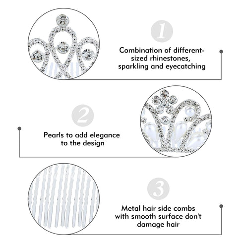 inSowni 8 Pack Decorative Silver Metal Princess Birthday Party Hair Accessories, Rhinestone Crown Hair Pins