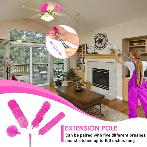 Microfiber Dusters for Cleaning, 14PCS Feather Dusters with Extension Pole for High Ceilings, Fans, and Blinds