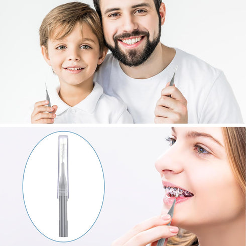 Patelai 100 Braces Brushes for Cleaner Interdental Brush, Dental Flossing Head Oral Hygiene Tool (Gray)