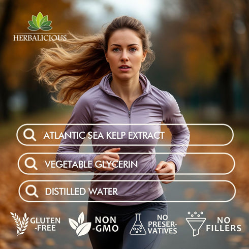 Immune 2 oz HERBALICIOUS Iodine Drops Natural Iodine Liquid from Sea Kelp Thyroid Supplement for Energy, Digestion