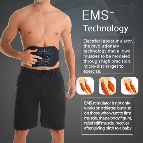 ABS Stimulator - EMS Muscle Stimulator, Portable Abdominal Belt for Home Office Fitness Workout Equipment