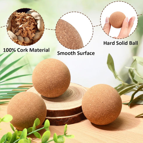 Seenelling 50 1.5 Inch Pcs Cork Massage Ball Solid Hard Myofascial Release Yoga Ball for Back Foot Neck Pain Therapy