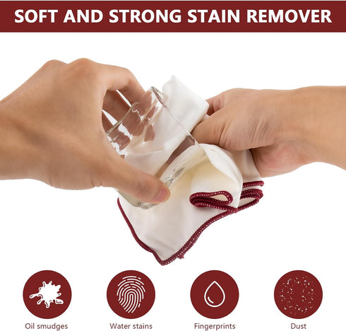 QUYLIXX 5 20 14 Inch (5 Pcs Wine Glass Polishing Cloths Large Microfiber Cleaning Cloths x Lintless Towels for Drying