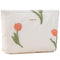Tulip Makeup Bag for Women, Floral Zipper Cosmetic Pouch, Large Capacity Quilted Canvas Organizer