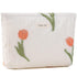 Tulip Makeup Bag for Women, Floral Zipper Cosmetic Pouch, Large Capacity Quilted Canvas Organizer