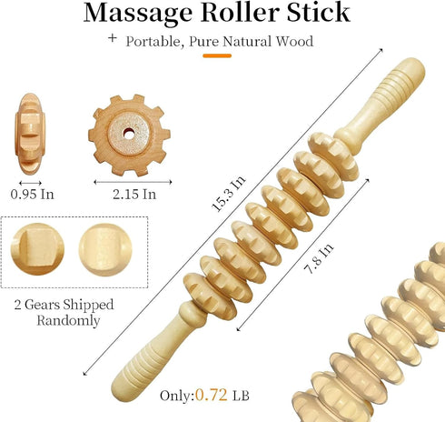Wood Therapy Massage Tools Manual Massage Roller Stick for Body Sculpting, Maderoterapia Kit- Cellulite Massager